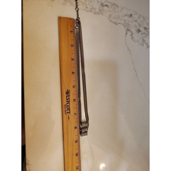 Designer Jessica Simpson 3 Strand Silvertone Rhinestone Beaded 18"  Necklace - Picture 6 of 7